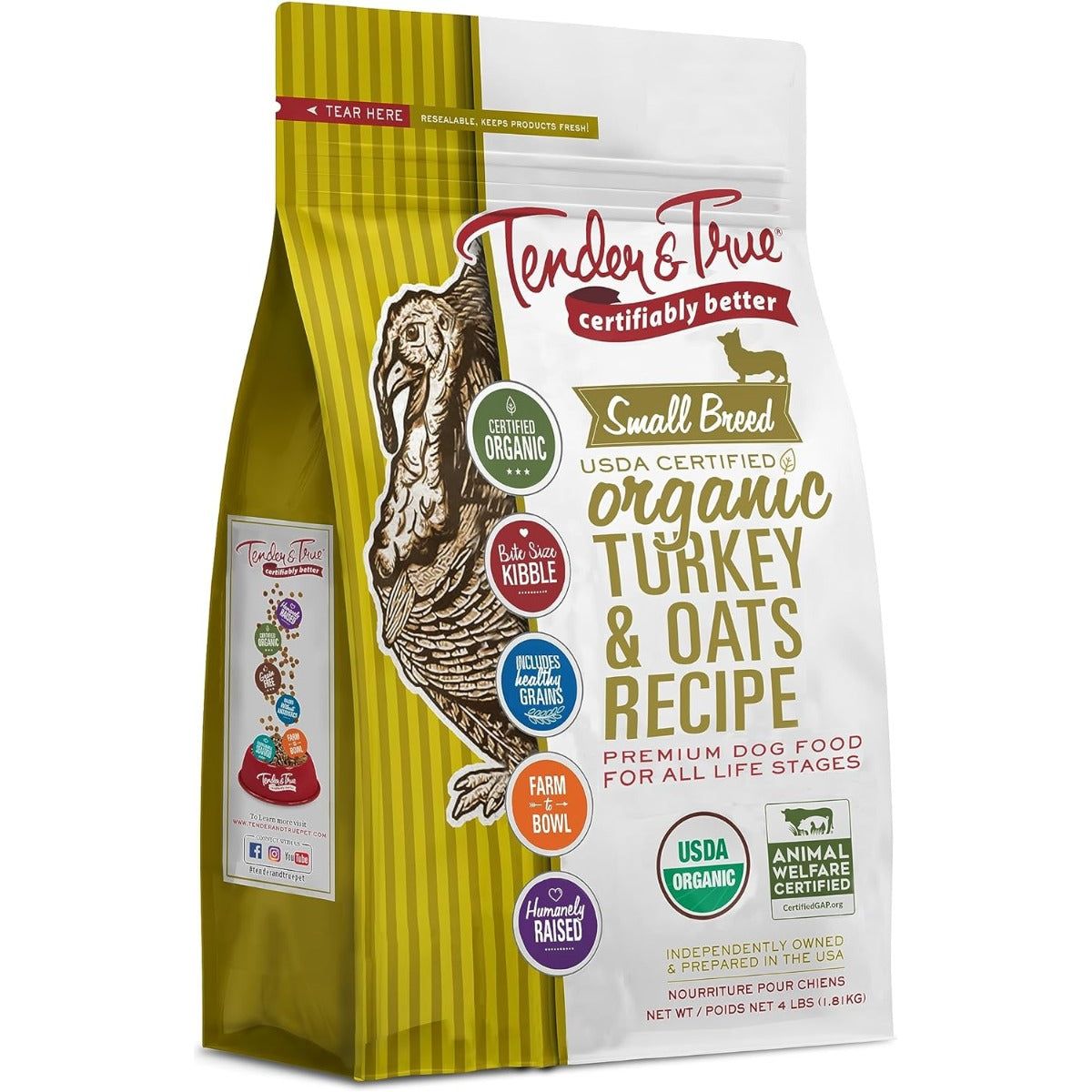 TENDER & TRUE: Small Breed Turkey And Oats Dry Dog Food, 4 lbs