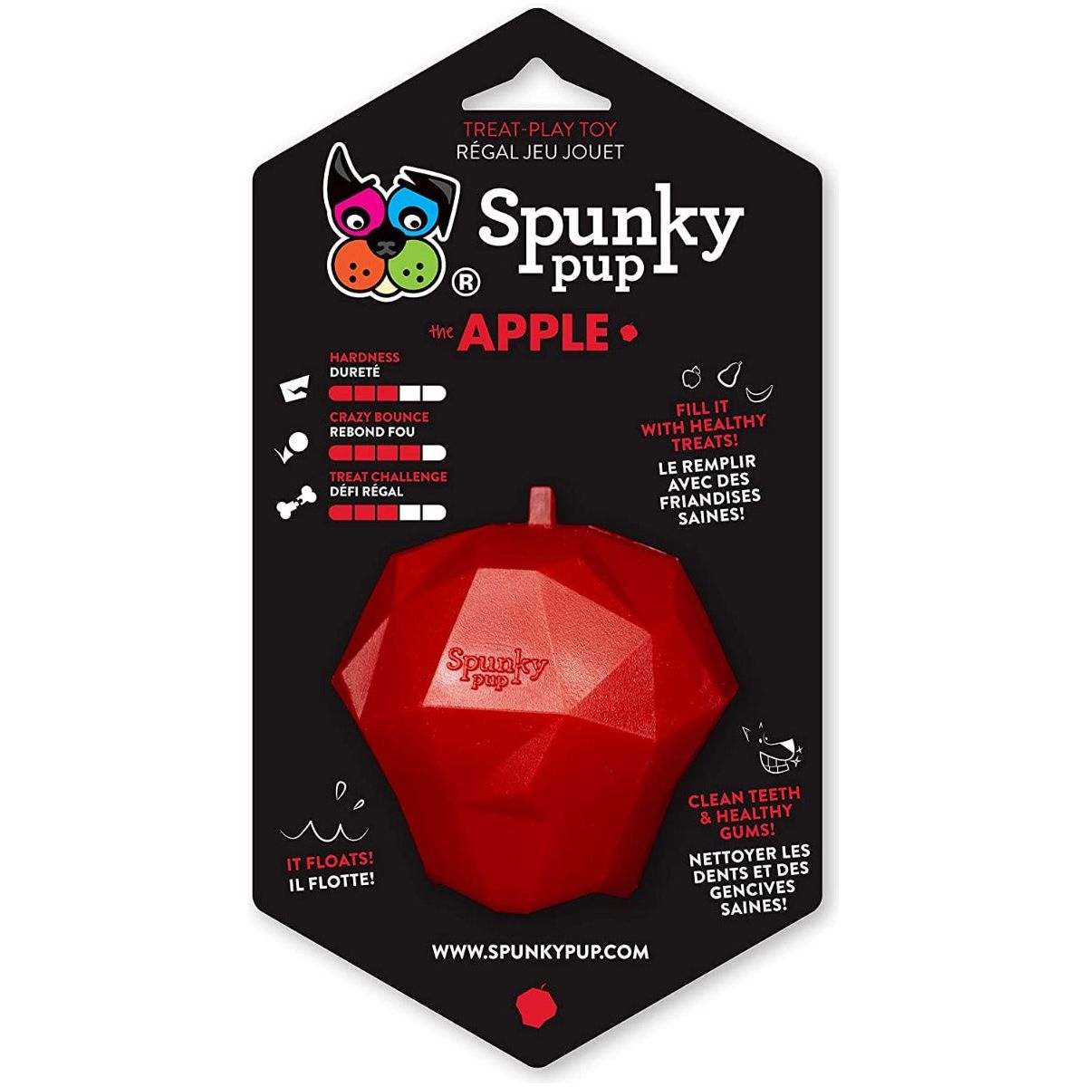SPUNKY PUP: Treat Holding Apple Dog Toy, 1 ea