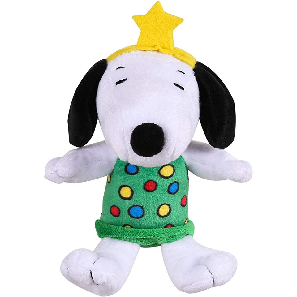 PEANUTS HOLIDAY: Holiday Snoopy Christmas Tree Plush Dog Toy with Squeaker, 1 ea