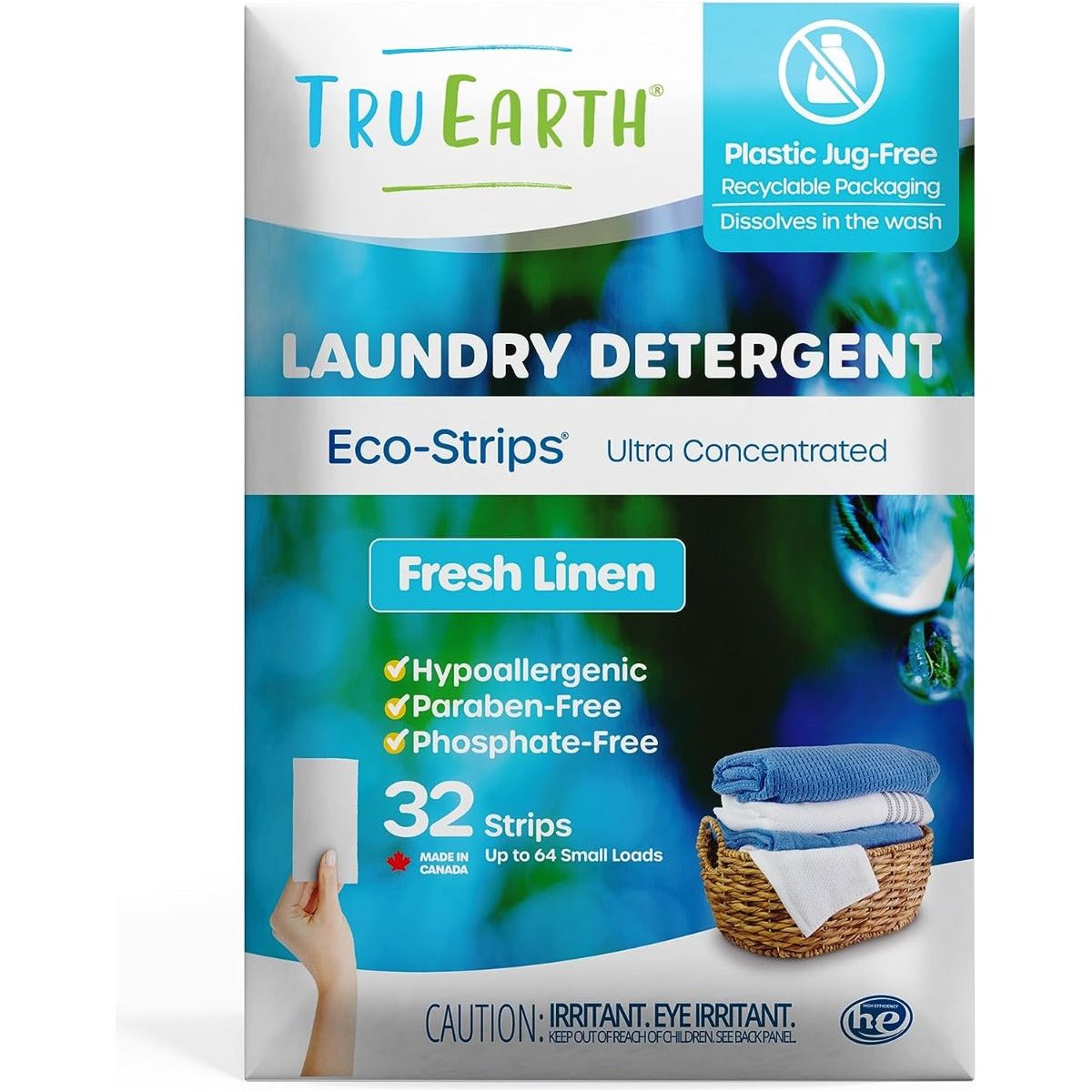 TRU EARTH: Eco Strips Laundry Detergent Fresh Linen, 32 ea