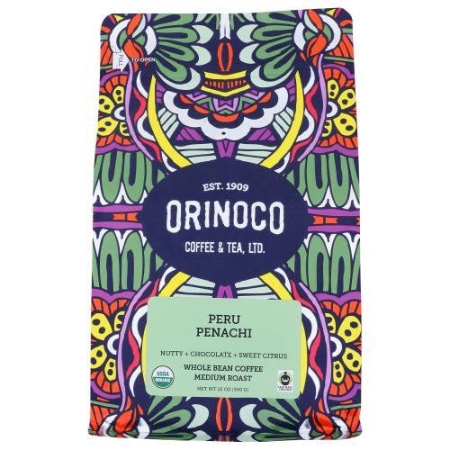 ORINOCO COFFEE TEA: Organic Peru Penachi Coffee Whole Bean, 12 oz