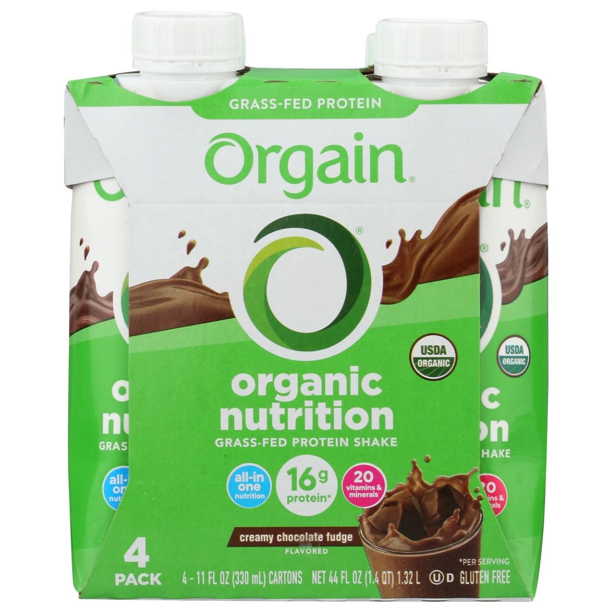 ORGAIN: Organic Nutrition Shake Creamy Chocolate Fudge 4Pk, 44 fo
