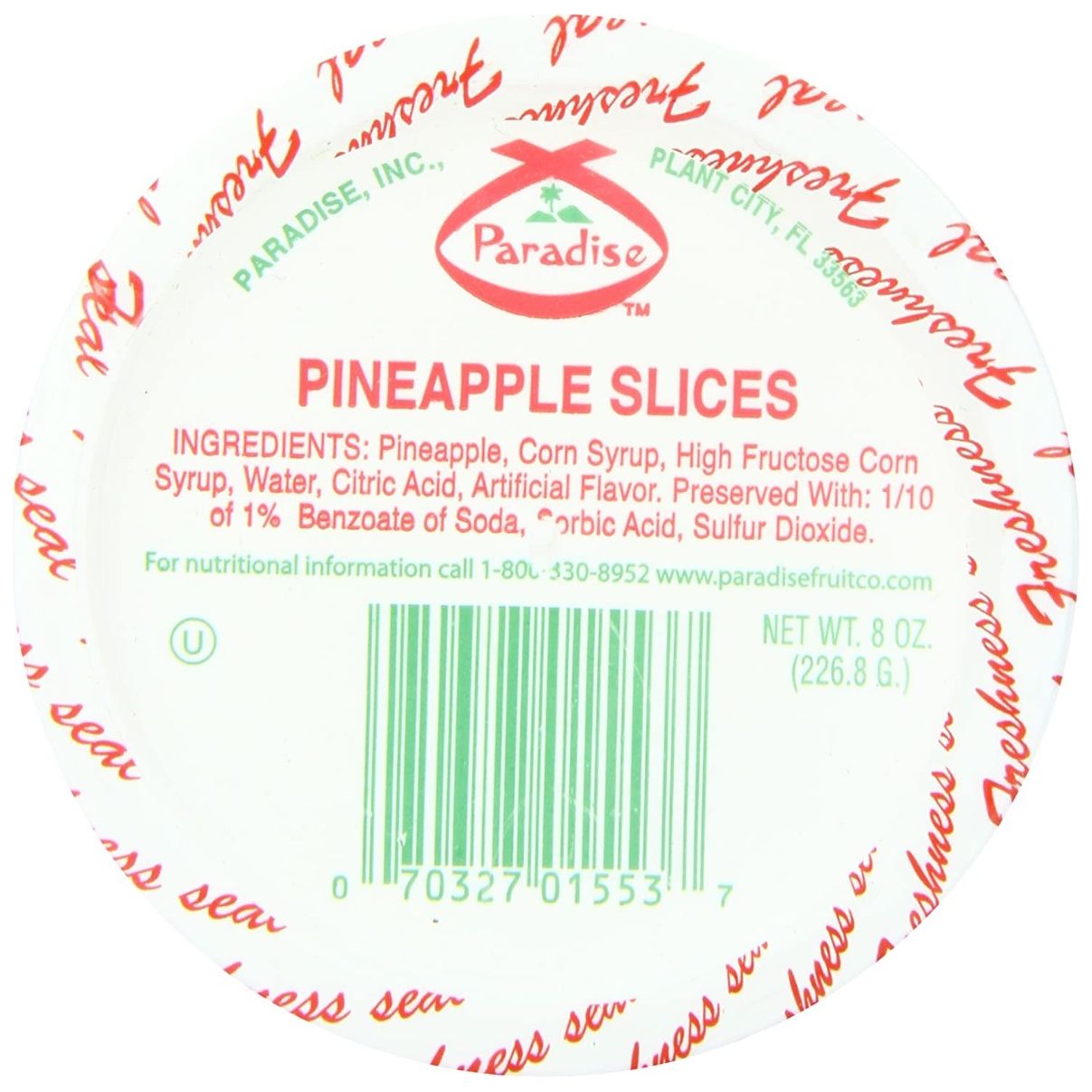 PARADISE: Pinapple Slices, 8 oz