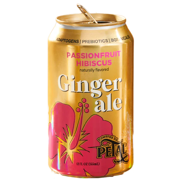 PETAL: Passionfruit Hibiscus Ginger Ale Soda, 12 fo