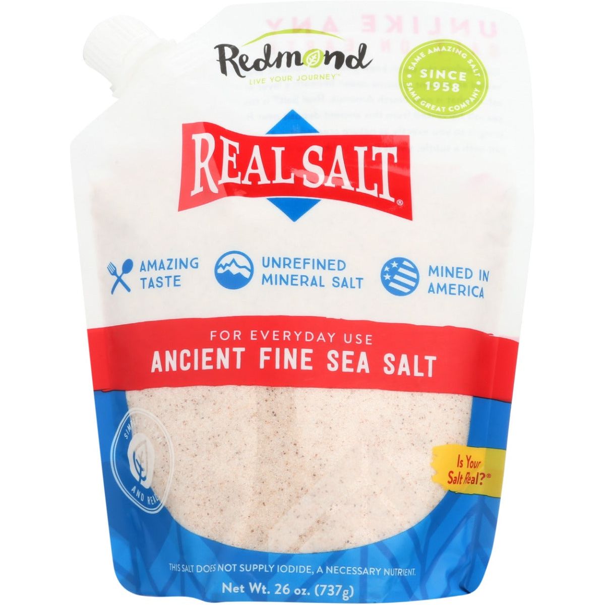 REDMOND: Real Salt Fine Refill Pouch, 26 oz