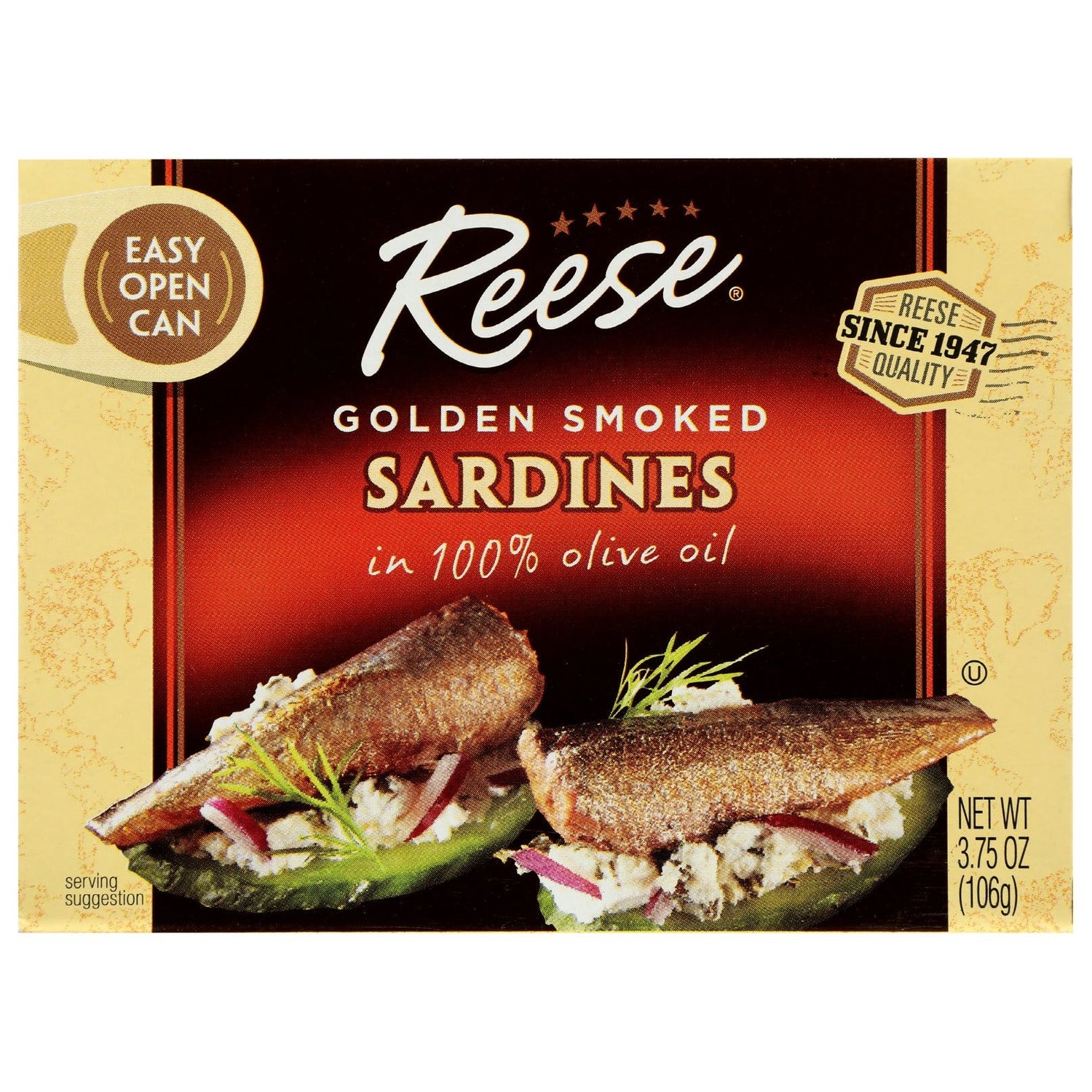 REESE: Golden Smoked Sardines In Olive Oil, 3.75 oz