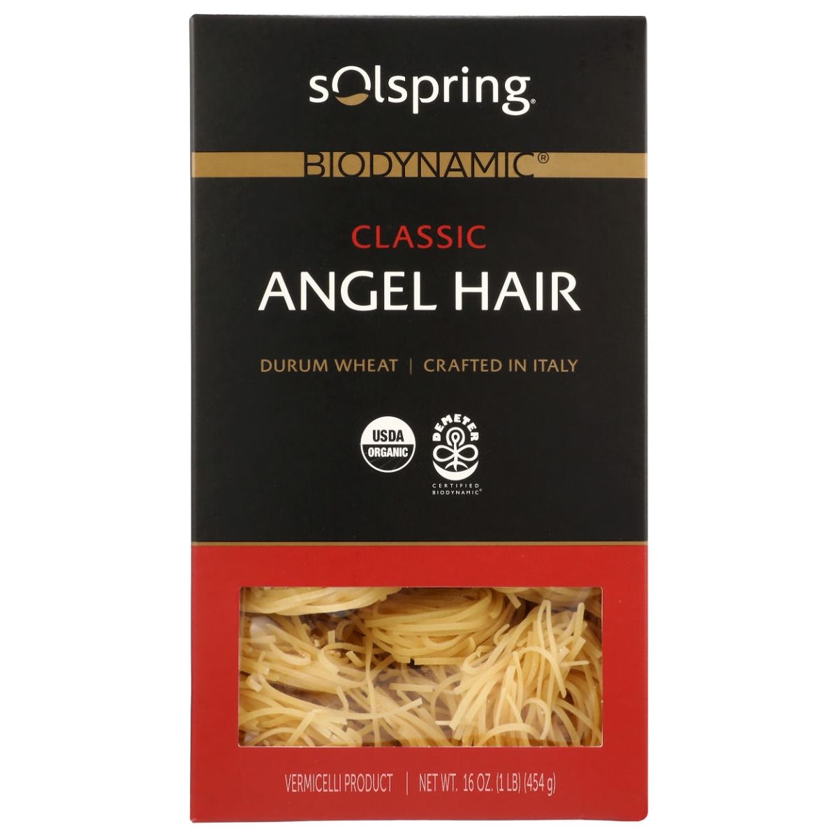 SOLSPRING: Organic Angel Hair Durum Wheat Pasta, 16 oz
