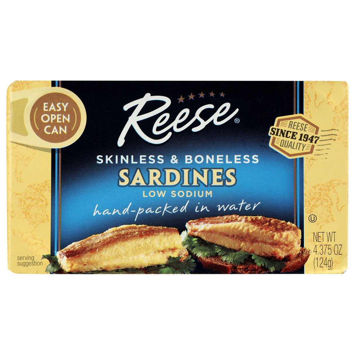 REESE: Skinless and Boneless Sardines Low Sodium, 4.375 oz