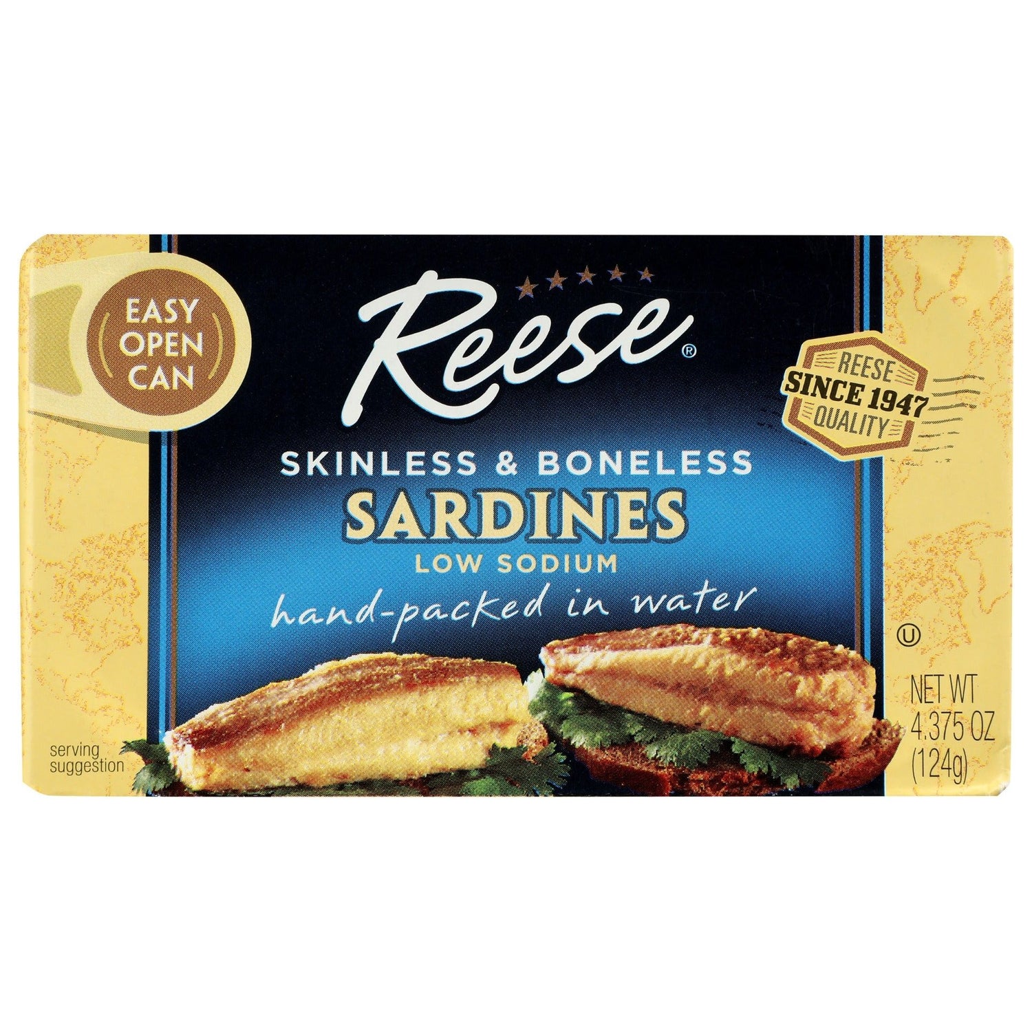 REESE: Skinless and Boneless Sardines Low Sodium, 4.375 oz