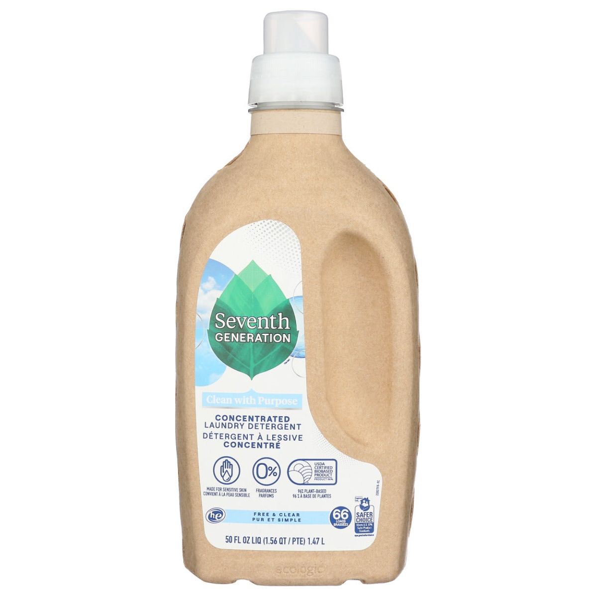 SEVENTH GENERATION: Concentrated Laundry Detergent Free and Clear, 50 oz