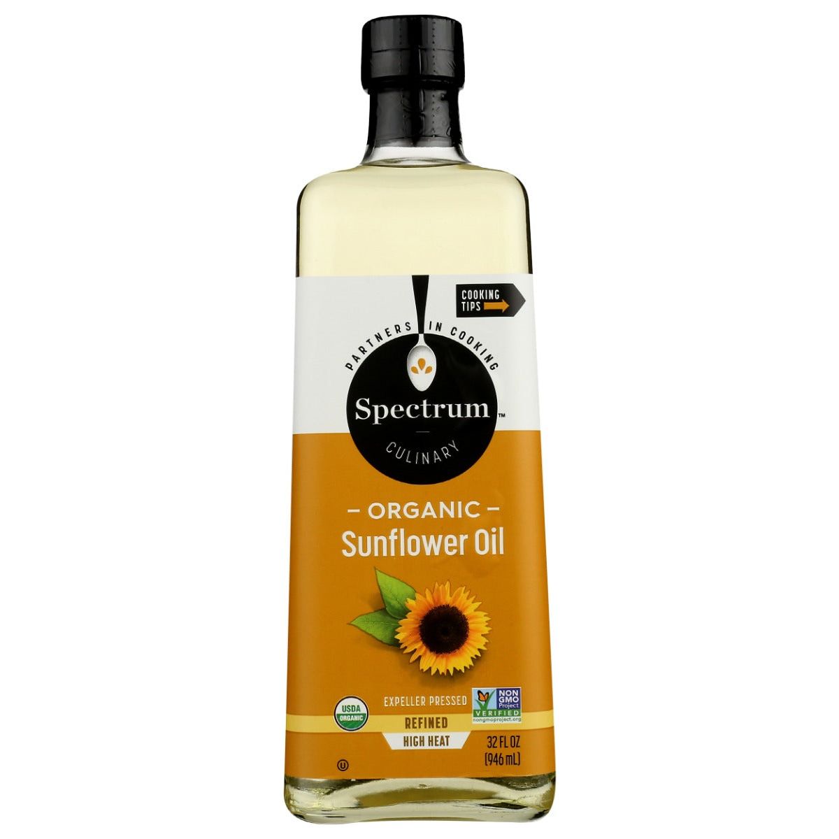 SPECTRUM NATURALS: Organic Sunflower Oil Refined, 32 fo