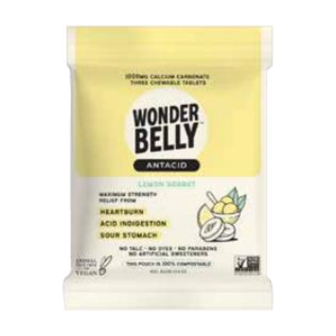 WONDERBELLY: Antacid Lemon Sorbet Pkt, 3 pc