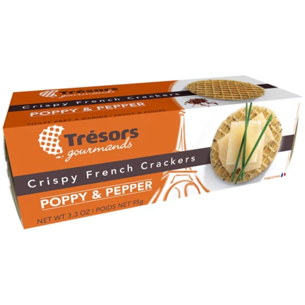 TRESORS: Crispy Poppy & Pepper Crackers, 3.3 OZ