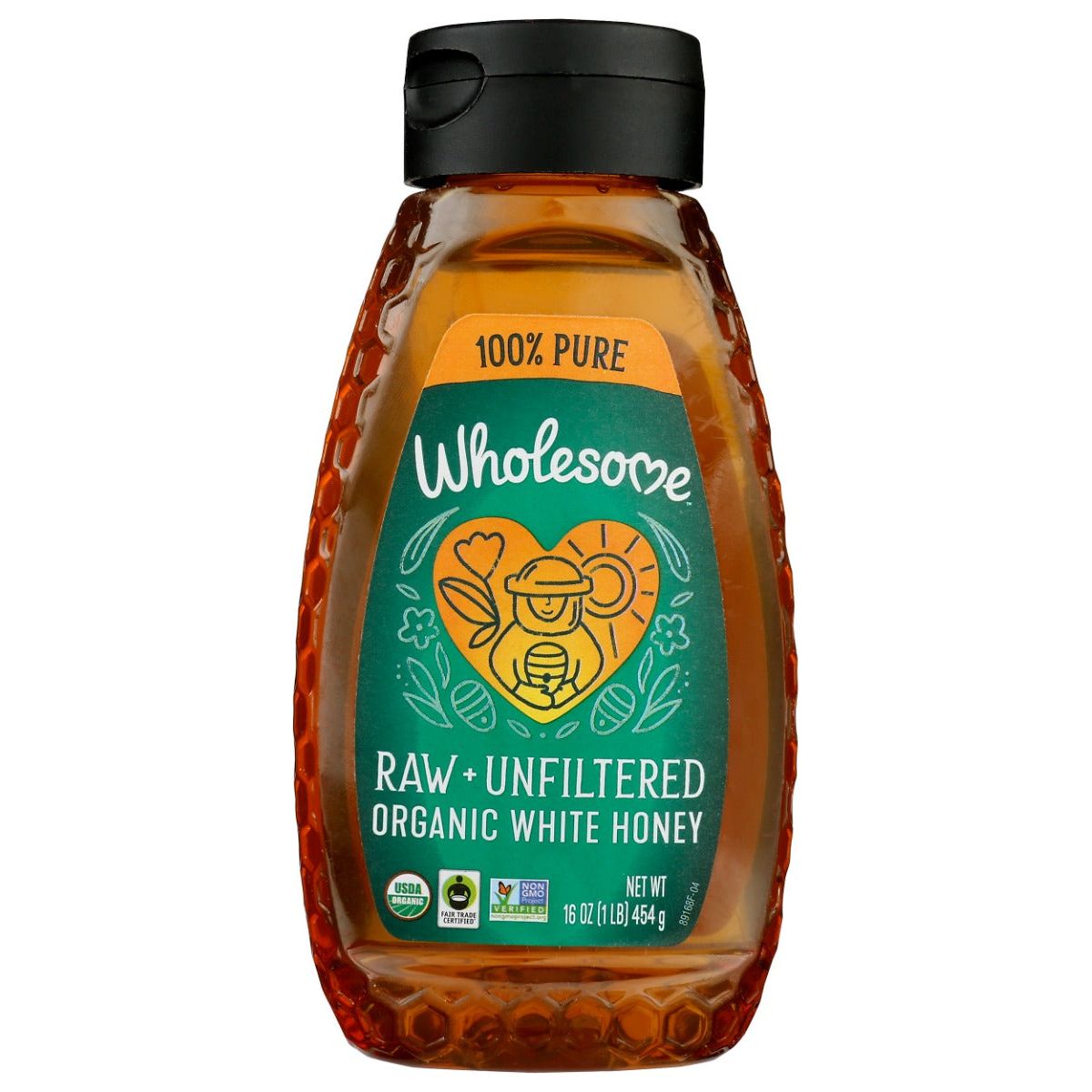 WHOLESOME: Raw Unfiltered Organic White Honey, 16 oz