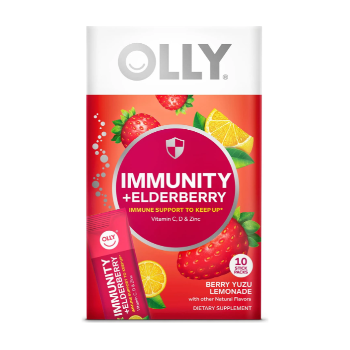 OLLY: Immunity Plus Elderberry Berry Yuzu Lemonade Powder Pack, 10 ea