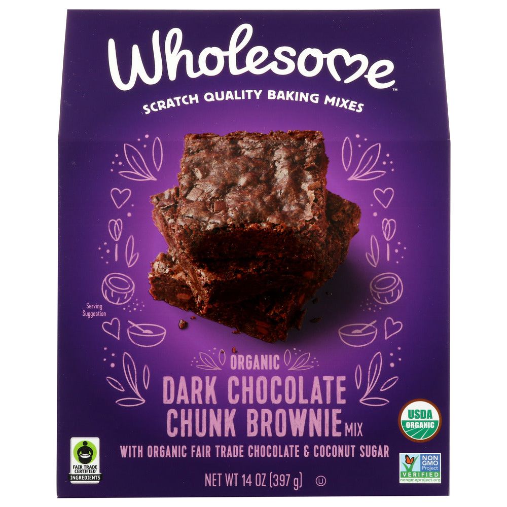 WHOLESOME: Mix Brownie Dk Choc Chunk, 14 oz