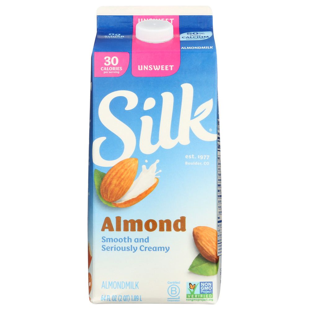 Silk Pure Almond Unsweetened Vanilla Almond Milk, 64 oz