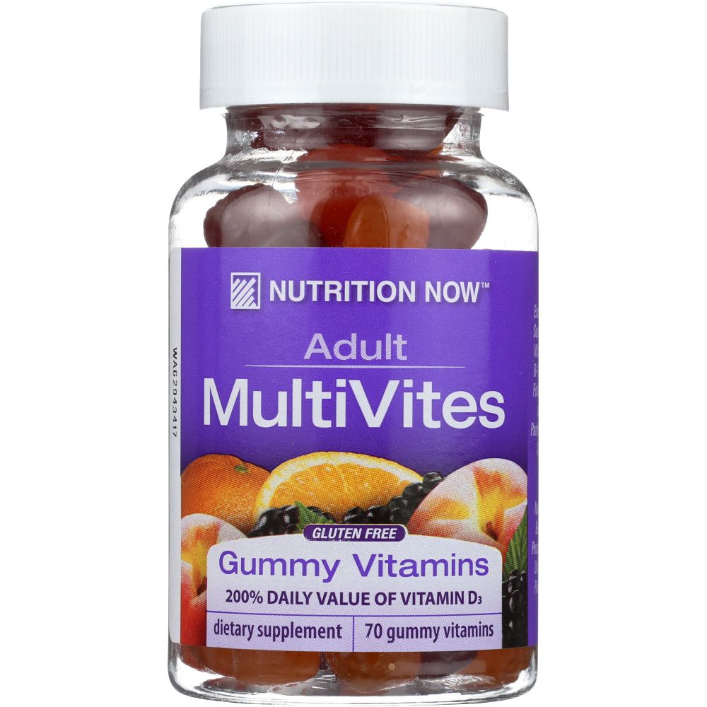 NUTRITION NOW: Multi Vites Adult Gummy Vitamins Berry Peach And Orange, 70 ct