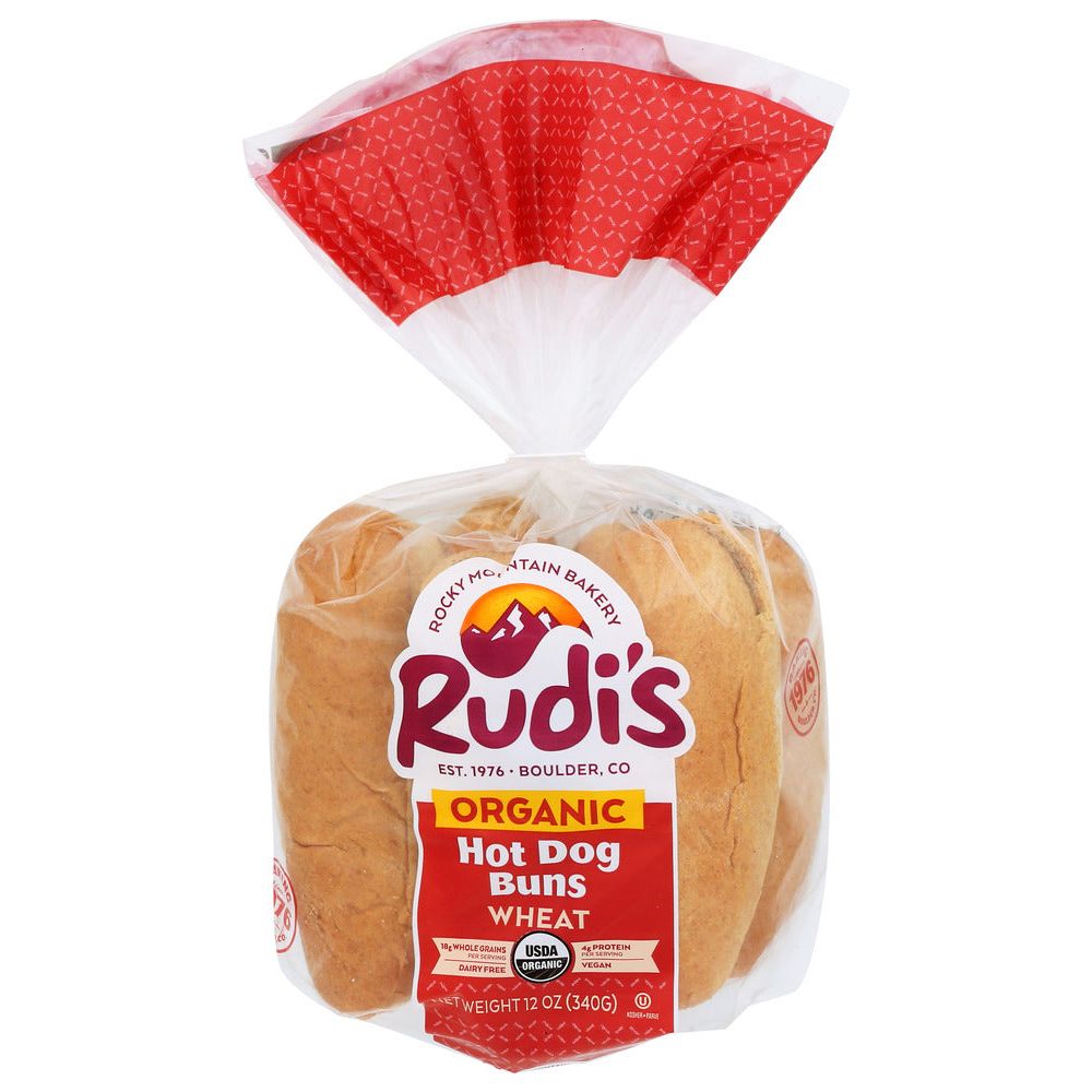 RUDIS: Organic Bakery Organic Wheat Hot Dog Rolls, 12 oz