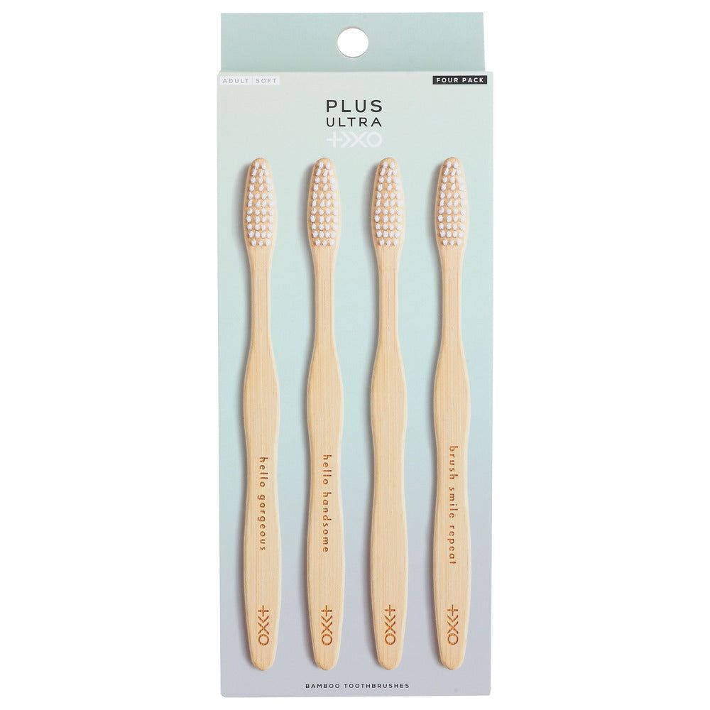 PLUS ULTRA: Toothbrush Bamboo 4Pk, 4 EA