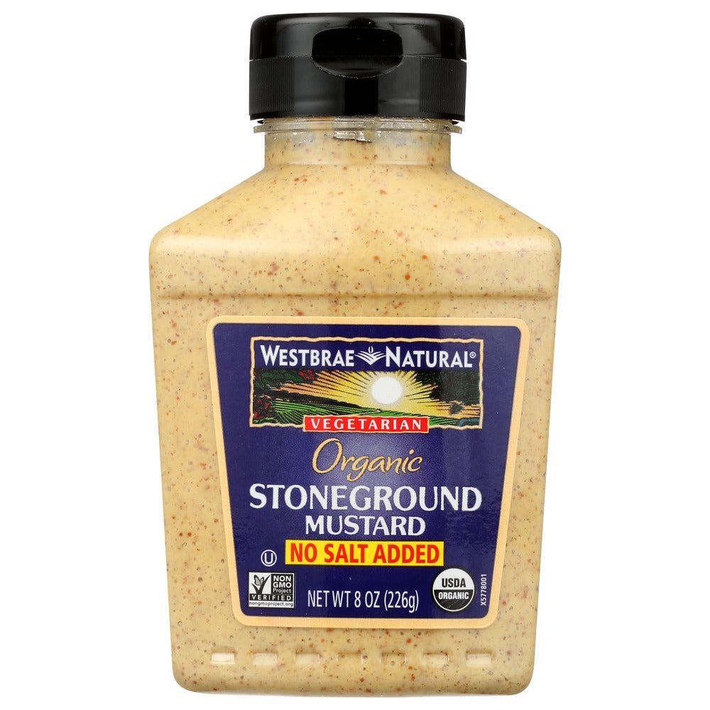 WESTBRAE: Natural Stoneground Mustard No Salt Added, 8 oz