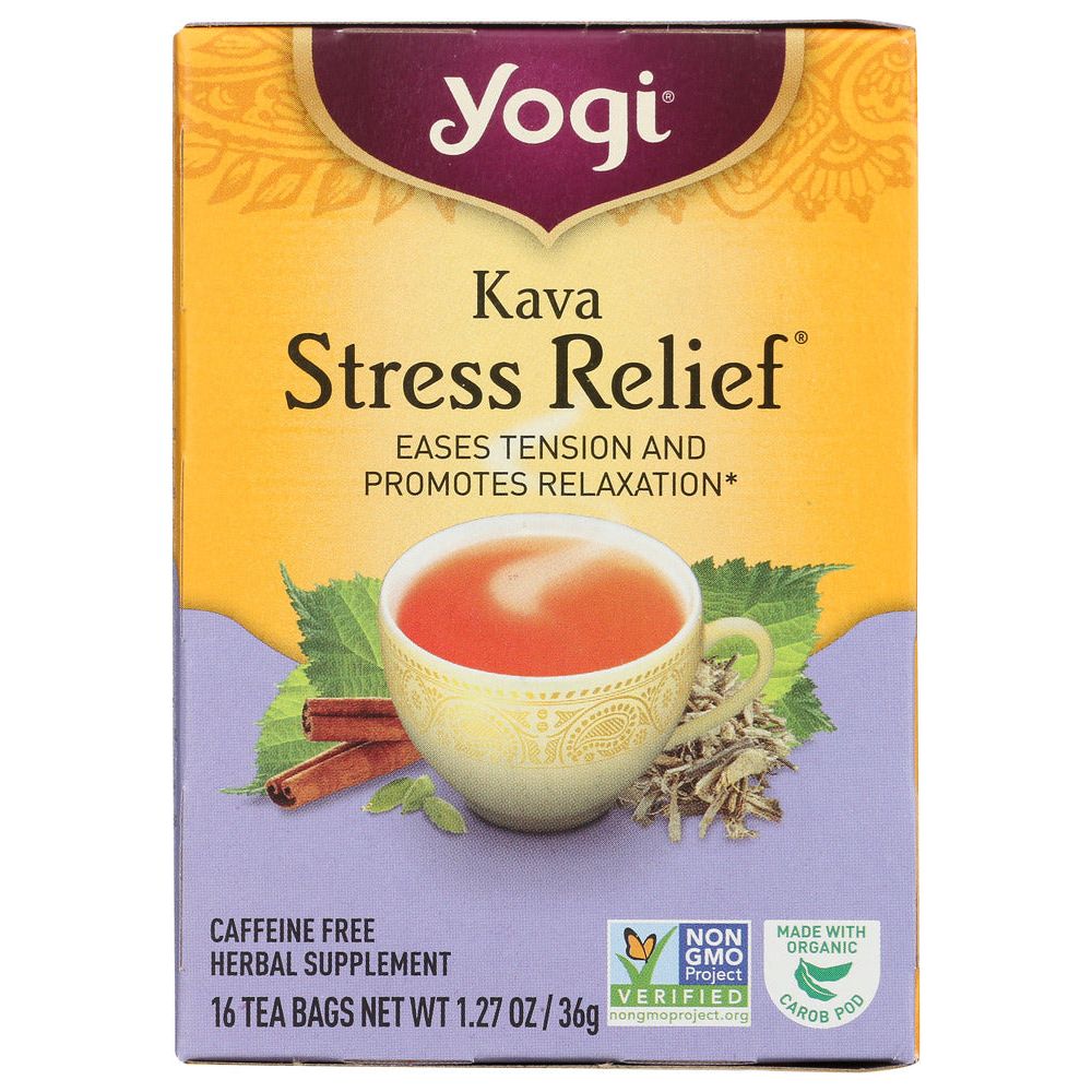 YOGI TEAS: Kava Stress Relief Natural Organic Caffeine Free, 16 Tea Bags