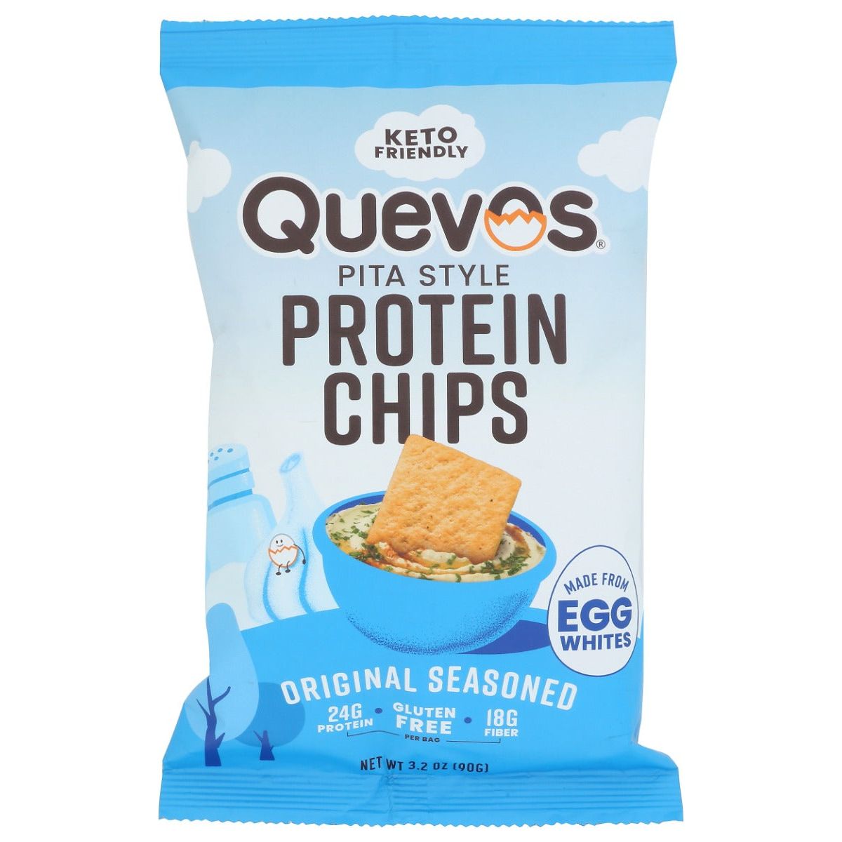 QUEVOS: Pita Protein Chip Orgnal, 3.2 OZ