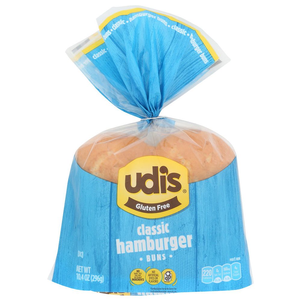 UDIS: Gluten Free Classic Hamburger Buns 4 Count, 10.4 oz