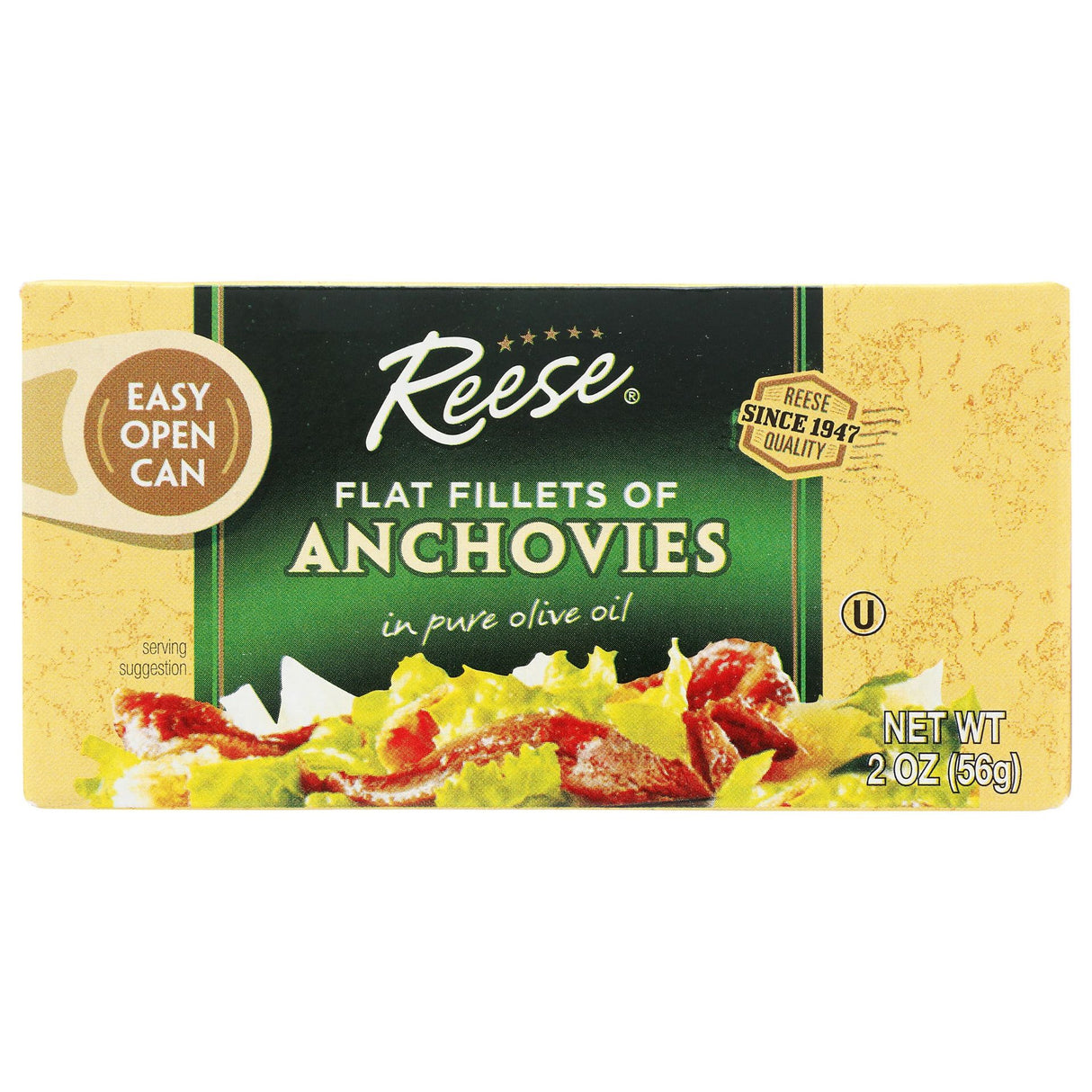REESE: Flat Fillets of Anchovies in Pure Olive Oil, 2 oz