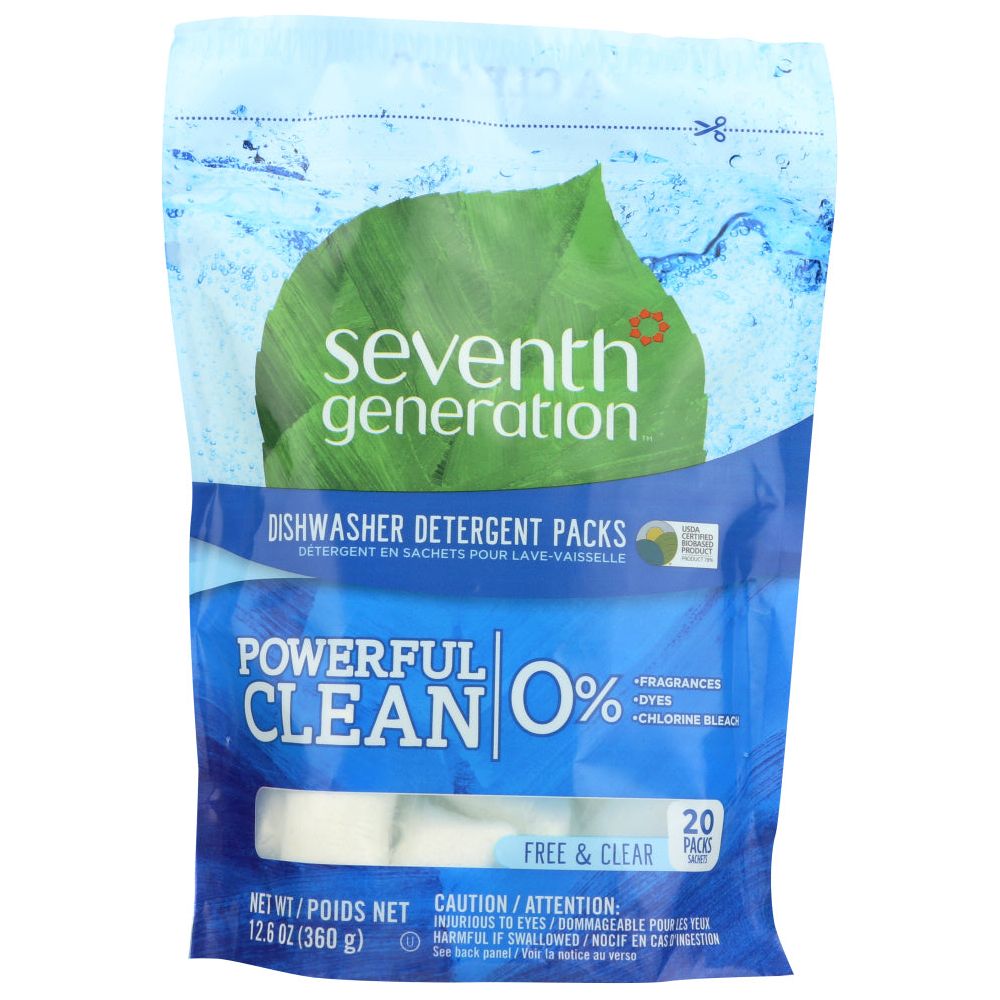 SEVENTH GENERATION: Natural Dishwasher Detergent Packs Free & Clear 20 packs, 12.6 oz