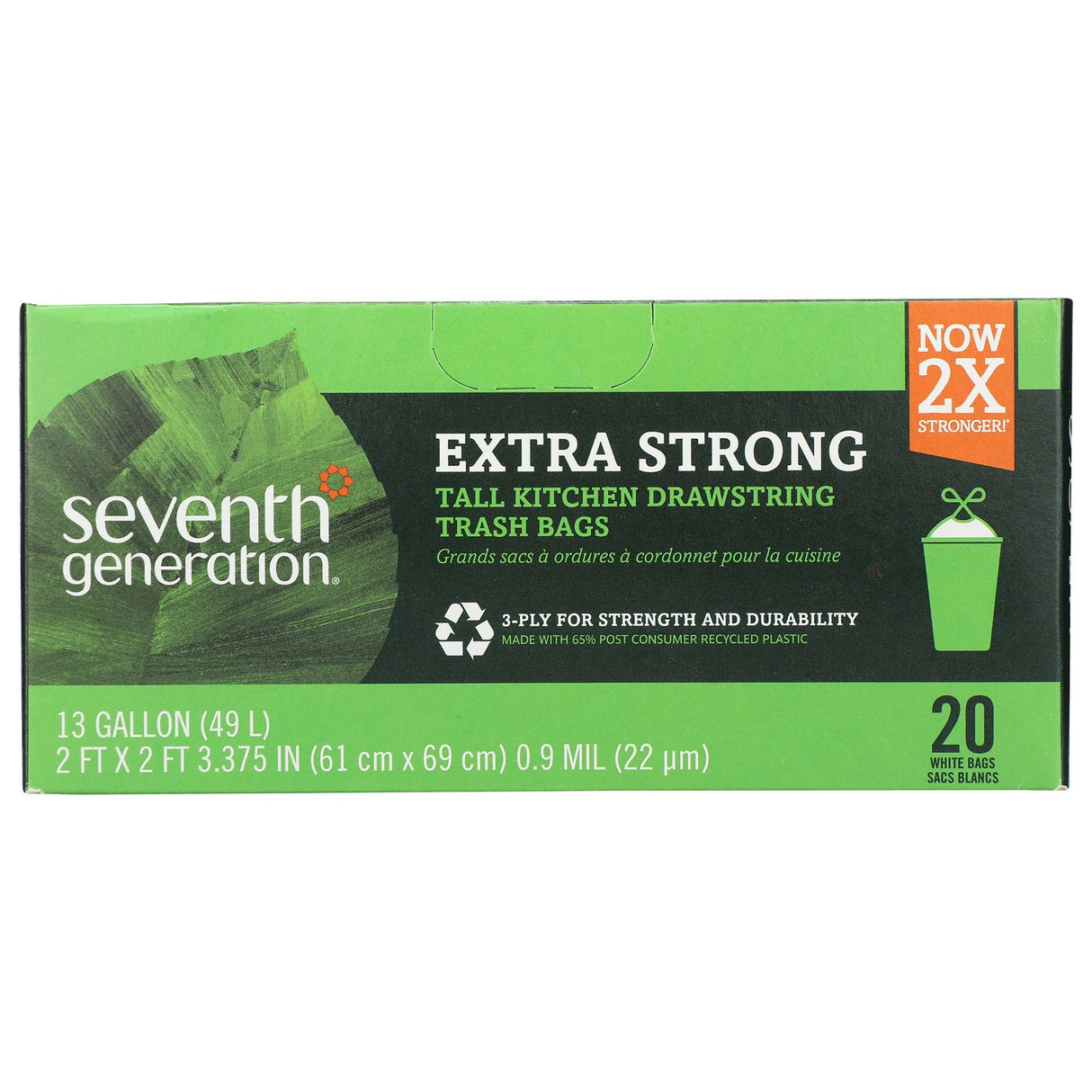 SEVENTH GENERATION: Tall Kitchen Bags 13 Gallon 2-Ply, 20 Bags