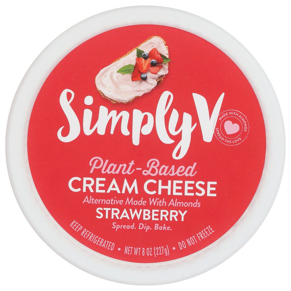 SIMPLY V: Cream Cheese Cup Plant Based Strawberry, 8 oz