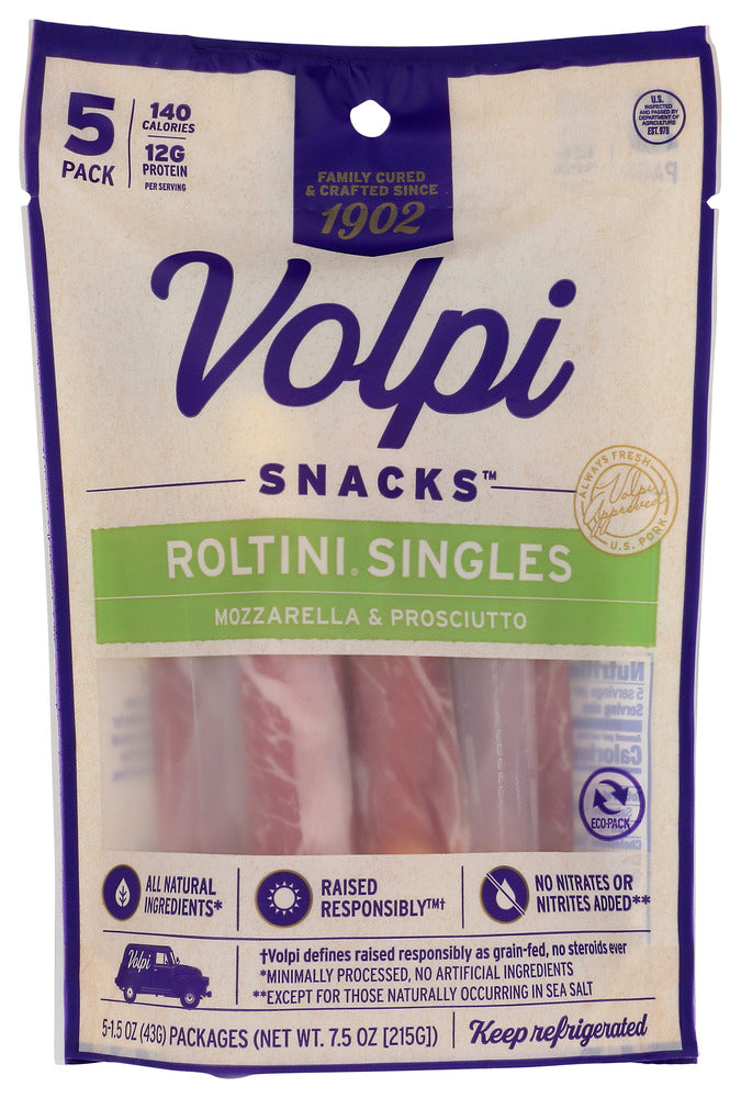VOLPI: Roltini Single Mozzarella Prosciutto, 7.5 oz