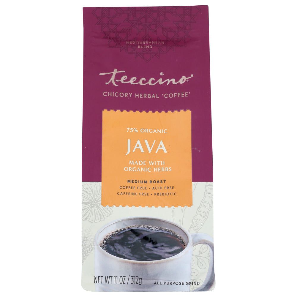 TEECCINO: Herbal Coffee Mediterranean Java Medium Roast Caffeine-Free, 11 oz