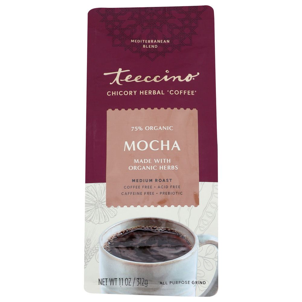 TEECCINO: Herbal Coffee Mediterranean Mocha Medium Roast Caffeine-Free, 11 oz