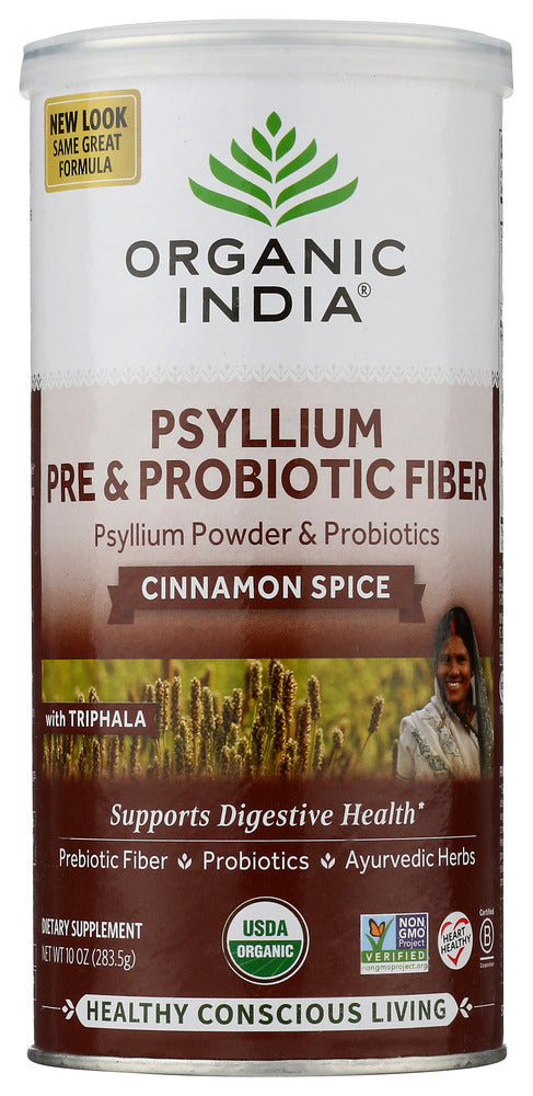 ORGANIC INDIA: Psyllium Pre Probiotic Cinnamon Spice, 10 oz