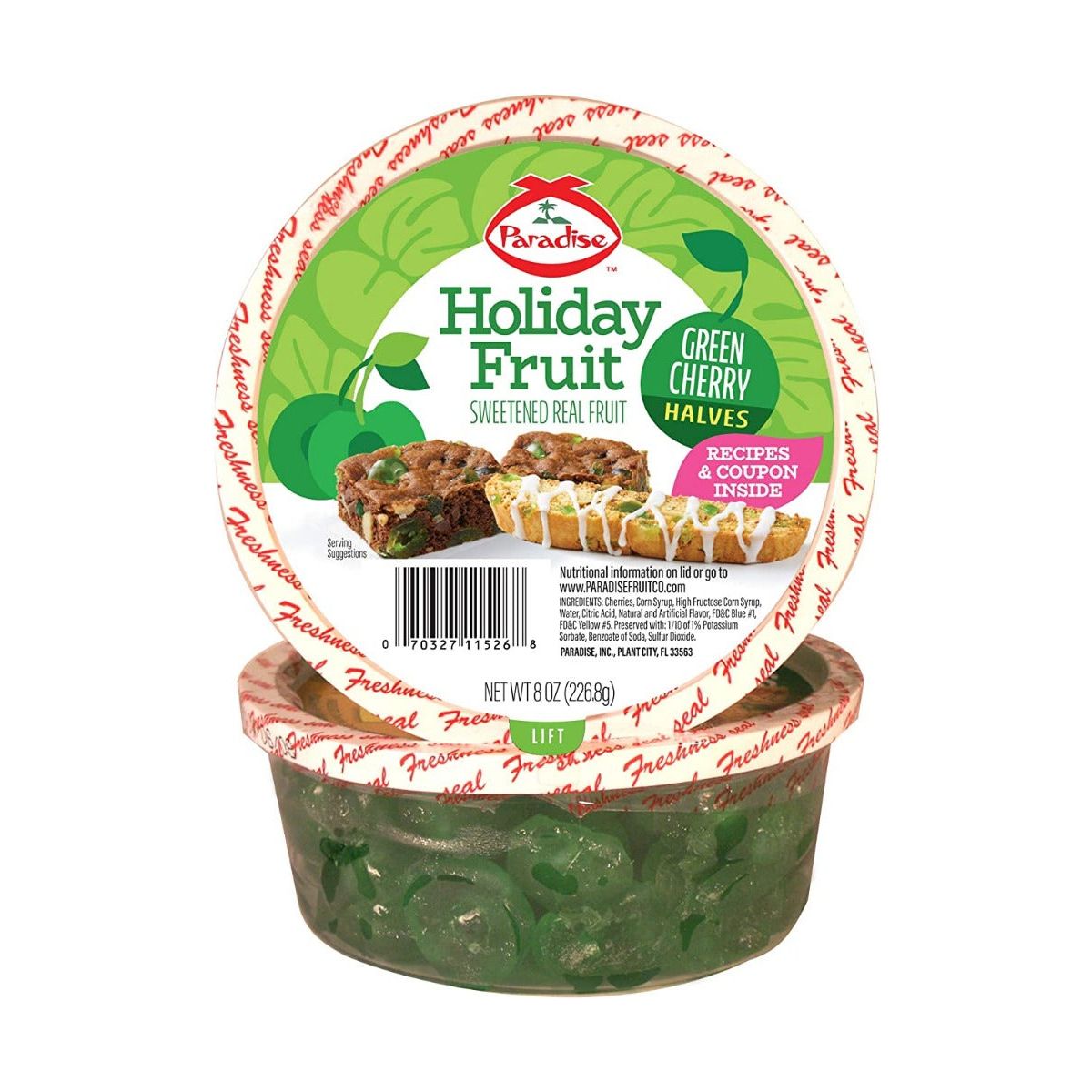 PARADISE: Fruit Grn Cherry Halv, 8 oz