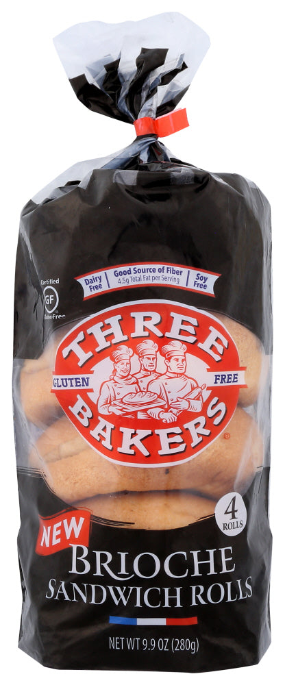 THREE BAKERS: Brioche Sandwich Rolls, 9.9 oz