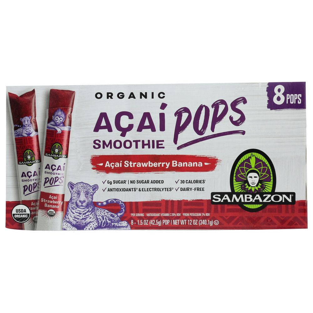 SAMBAZON: Smoothie Pops Straw Banan, 12 oz