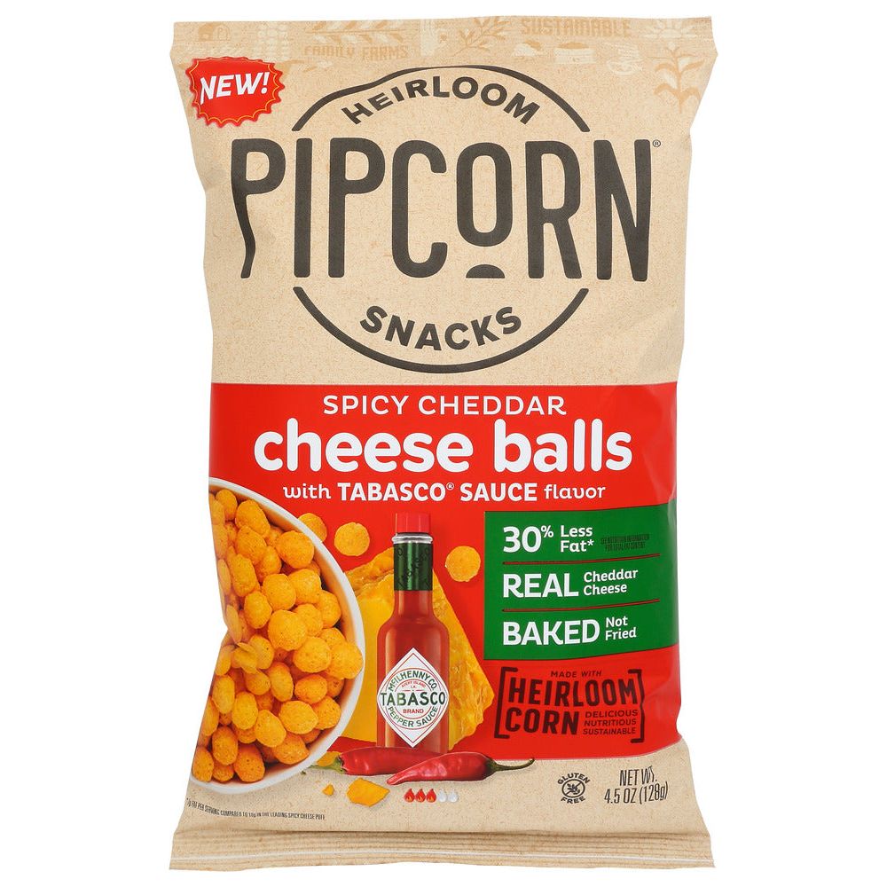 PIPCORN: Spicy Cheddar Cheese Balls, 4.5 oz