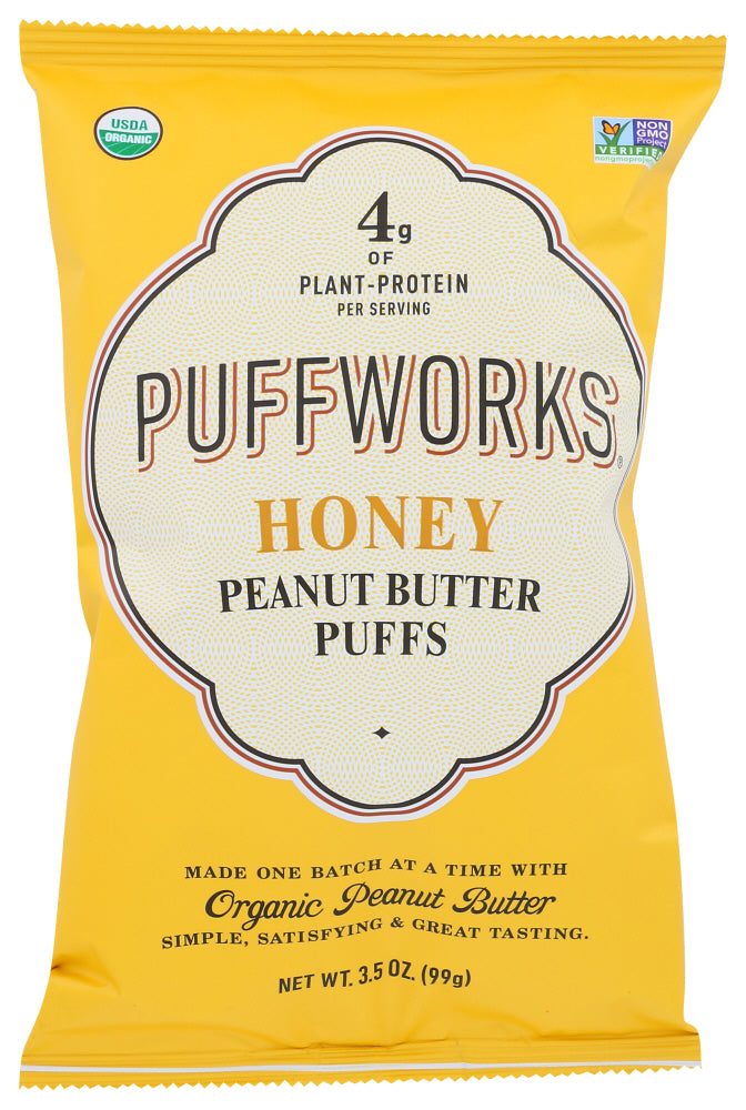 PUFFWORKS: Organic Honey Peanut Butter Puffs, 3.5 oz