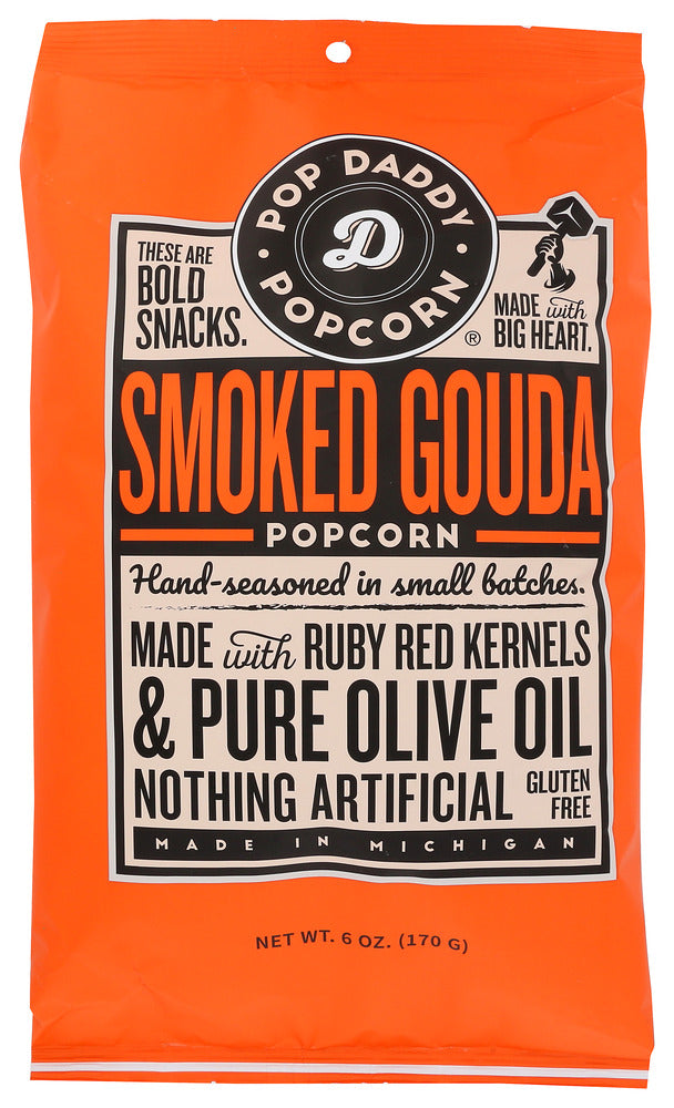POP DADDY POPCORN & PRETZELS: Smoked Gouda Flavored Popcorn, 6 oz