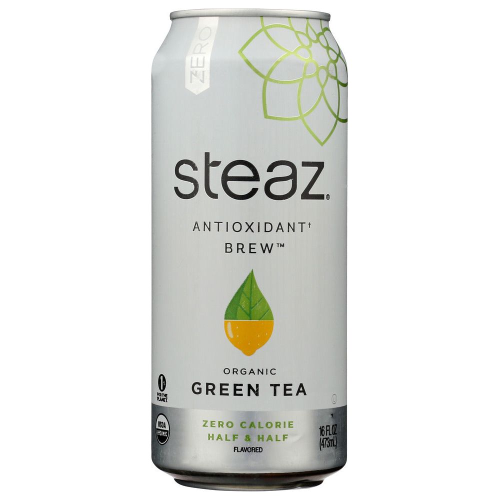 STEAZ: Organic Zero Calorie Iced Green Tea With Lemonade Half & Half, 16 fo
