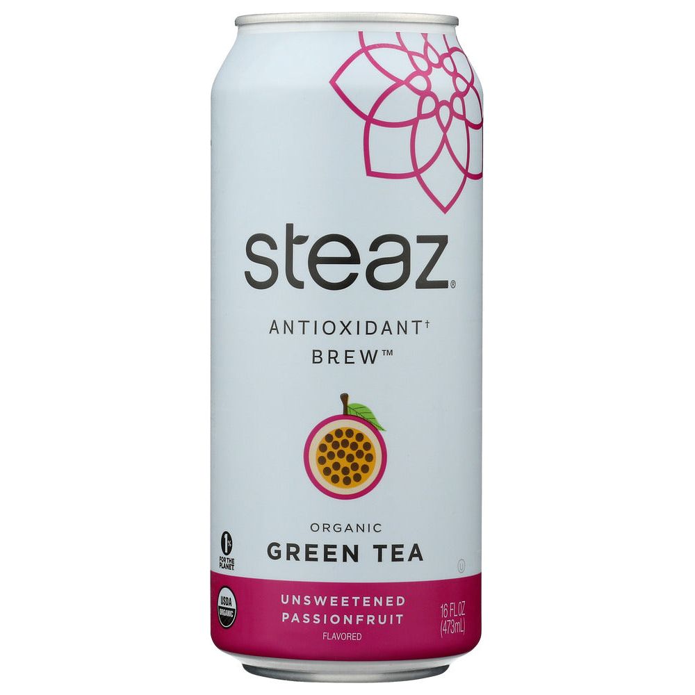 STEAZ: Unsweetened Passionfruit Organic Green Tea, 16 fo