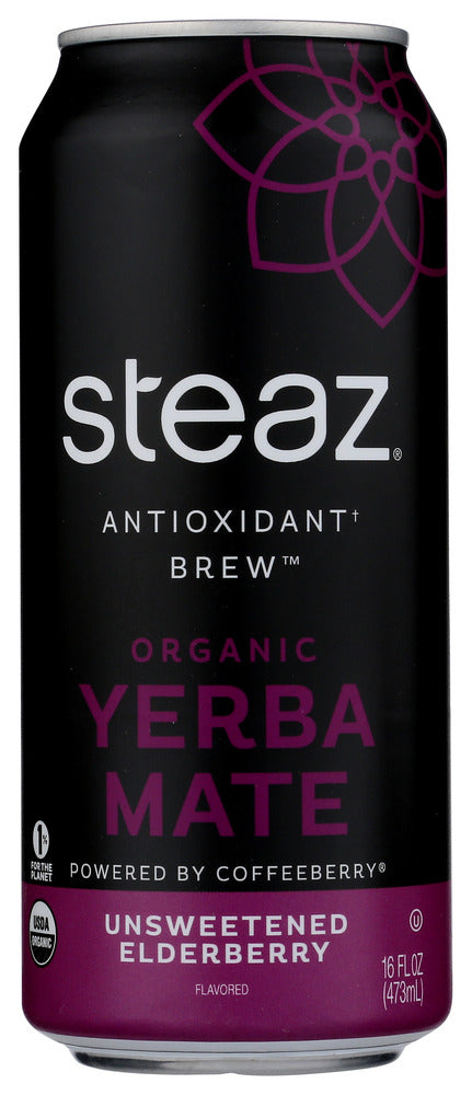 STEAZ: Unsweetened Elderberry Yerba Mate, 16 oz