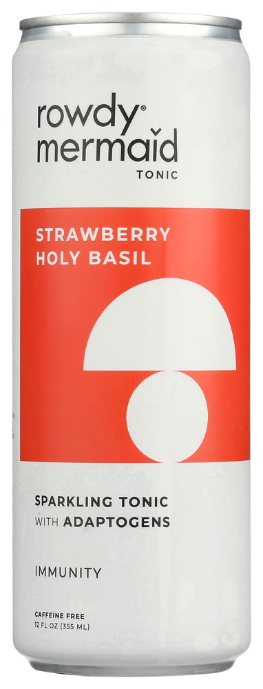 ROWDY MERMAĬD KOMBUCHA: Strawberry Holy Basil Adaptonic, 12 fo