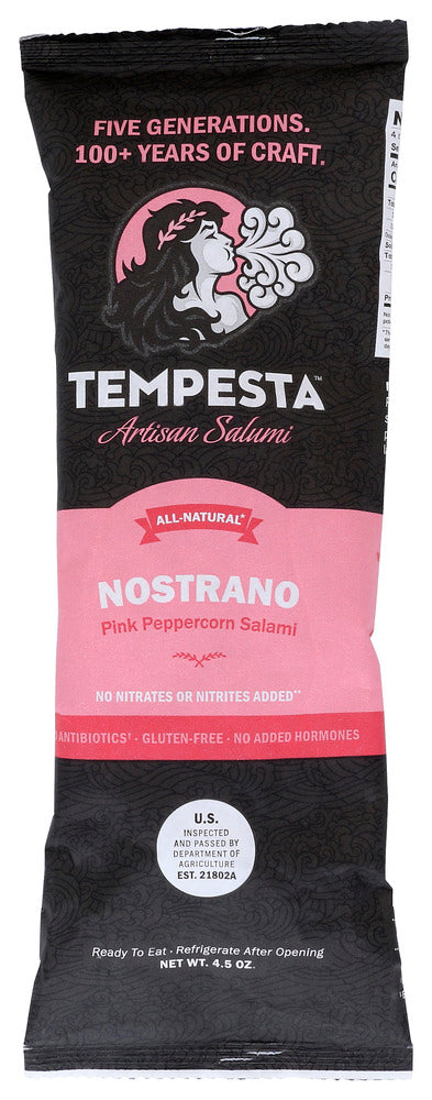 TEMPESTA ARTISAN SALAMI: Nostrano Pink Peppercorn Salami, 5.5 oz