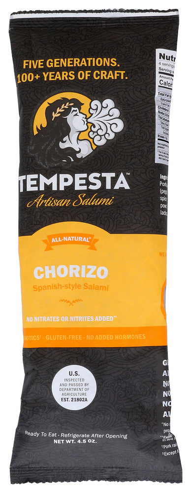TEMPESTA ARTISAN SALAMI: Chorizo Spanish Style Salami, 5.5 oz