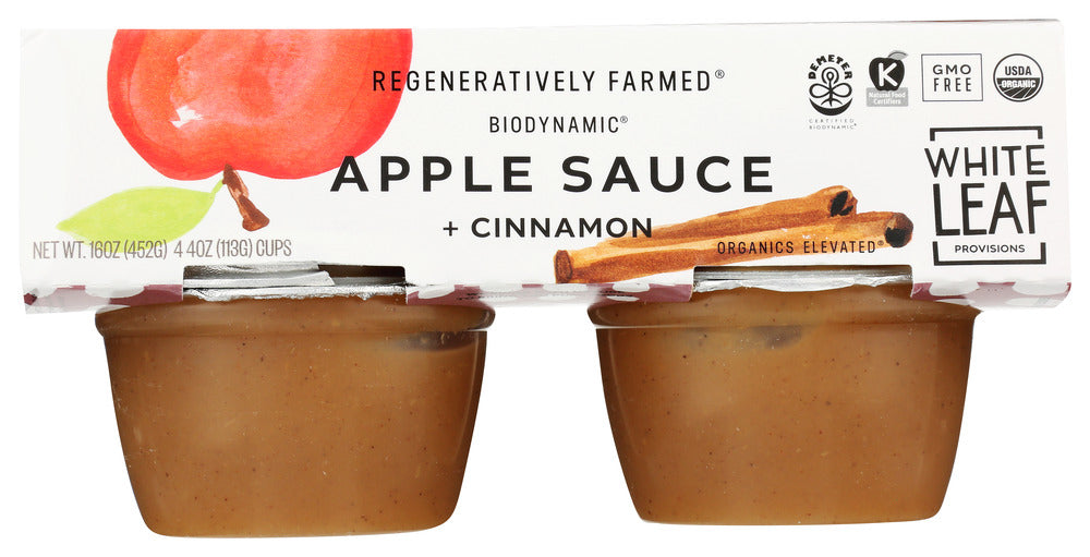 WHITE LEAF PROVISIONS: Applesauce Cinnamon 4Pk, 16 oz