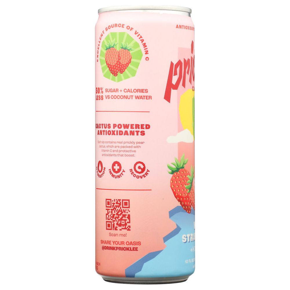 PRICKLEE: Wild Strawberry Plus Hibiscus Cactus Water, 12 fo